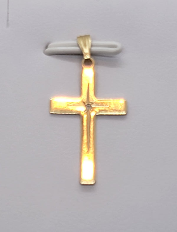 14k Gold Cross charm with small cz stone