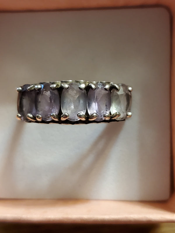SIlver Ring with 5 purple stones