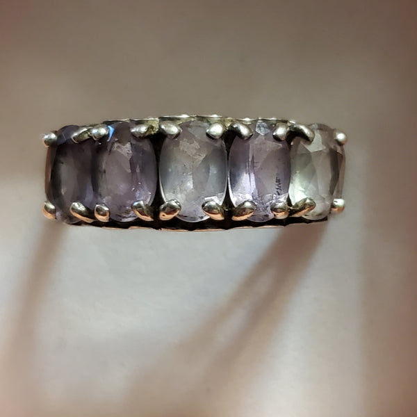 SIlver Ring with 5 purple stones