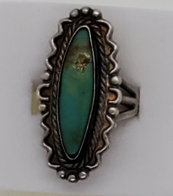 Silver Green Turquoise ring