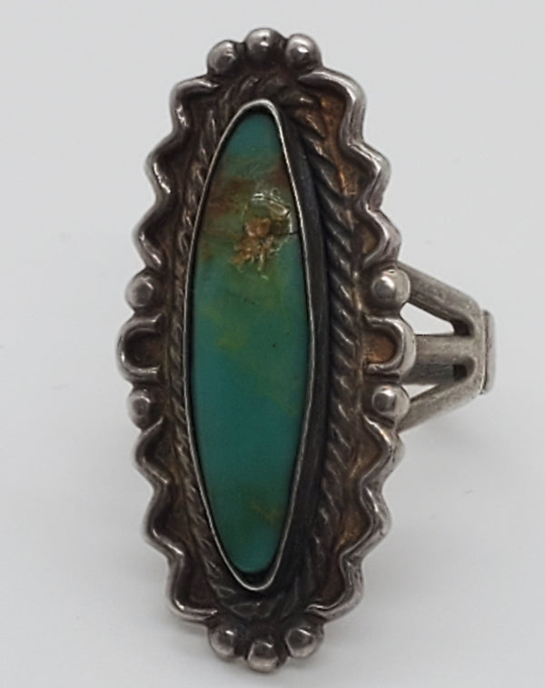 Silver Green Turquoise ring