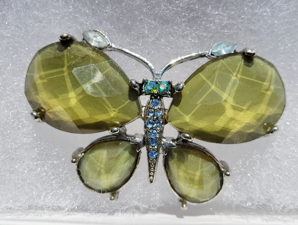 Green stone  Butterfly pin
