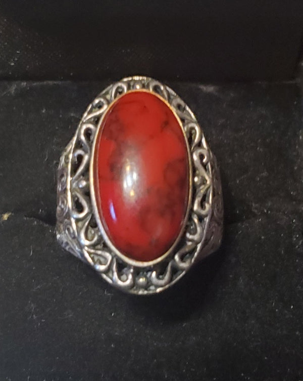 Sliver Ring with red Stone