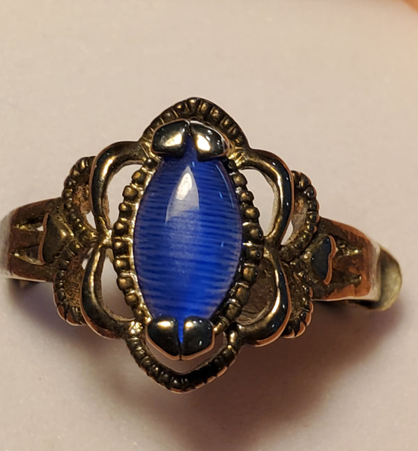 Silver ring with blue stone