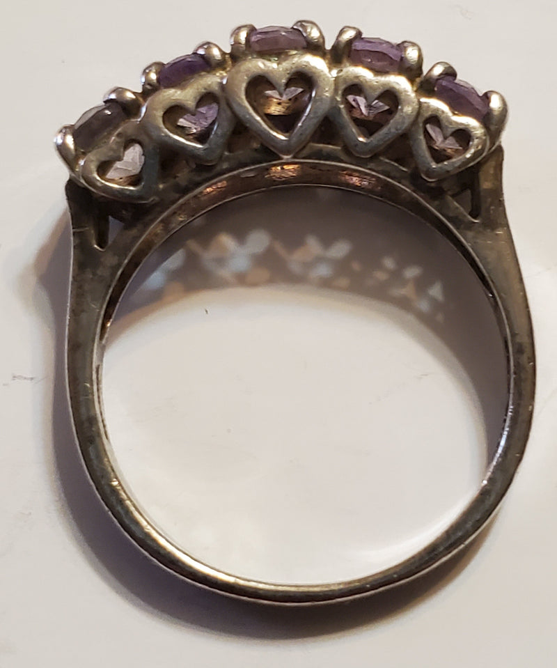 SIlver Ring with 5 purple stones